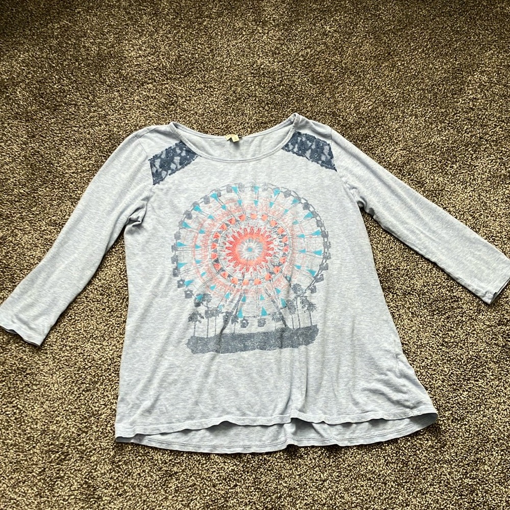 Blue hi-lo long sleeve tee